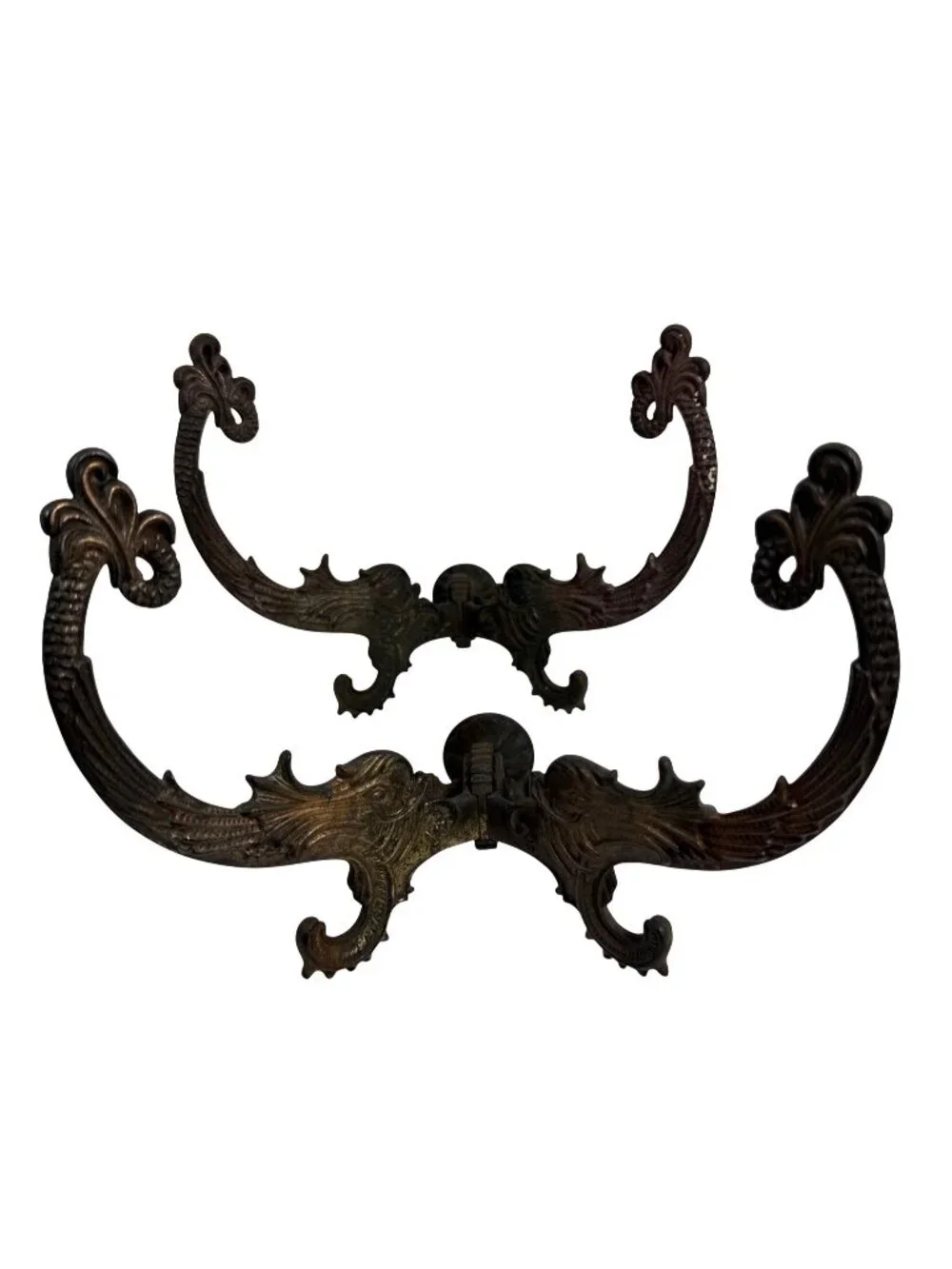 Antique Pair Victorian Mythical Dolphin Hat Coat Hall/Wall Hooks Rare